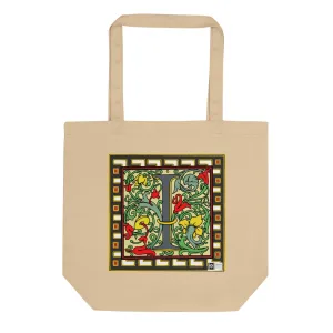 100% Organic Cotton Eco-Tote Featuring Decorative Lettering, “I”