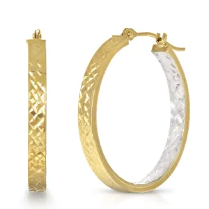 10K Gold Italian Diamond Cut Two-Tone Inside Out Hoop Earrings