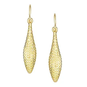 10K Yellow Gold Diamond Cut Puffed Tear Drop Earrings