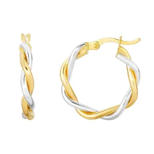10K Yellow Gold Twisted Double Wire Round Hoop Earrings