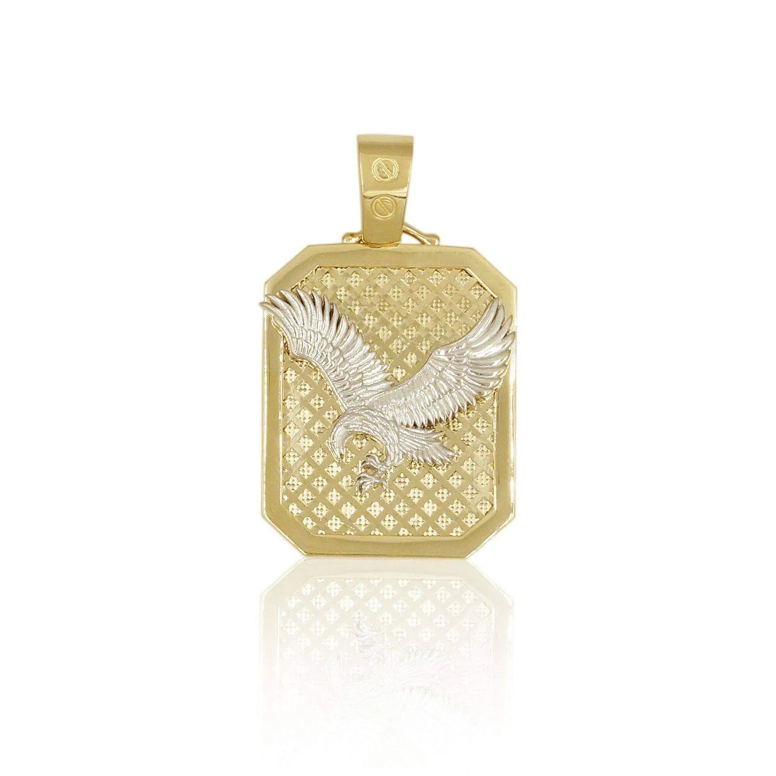14K Dual Tone Eagle Pendant in Yellow Gold