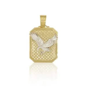 14K Dual Tone Eagle Pendant in Yellow Gold