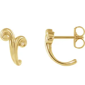 14K Yellow Freeform J-Hoop Earrings