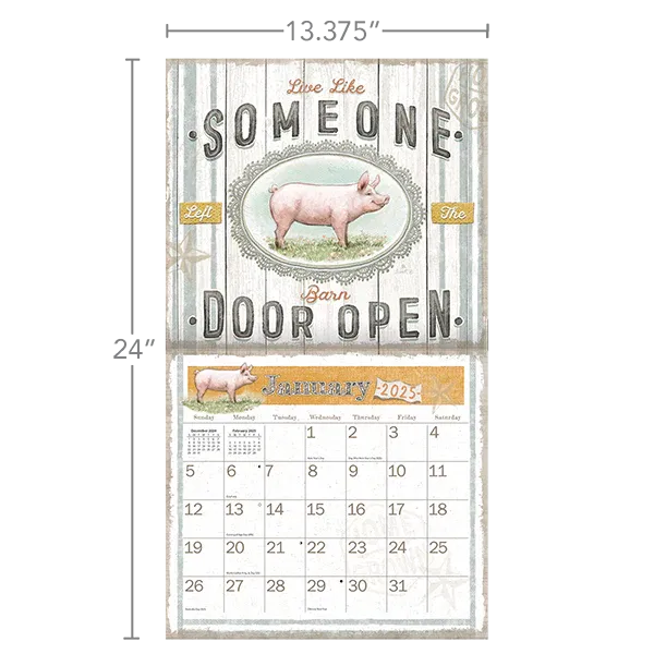2025 Lang Wall Calendar - Farmhouse