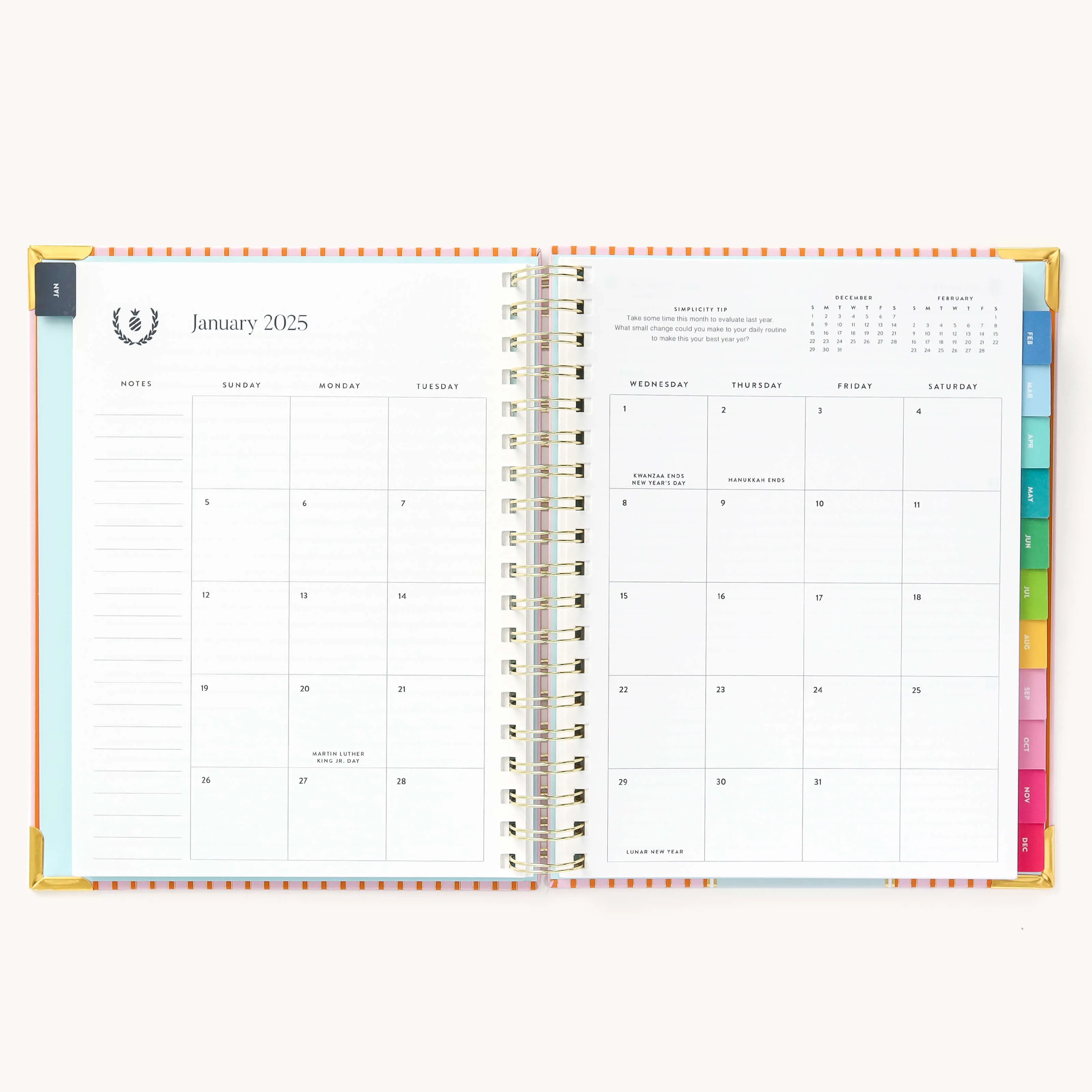 2025 Weekly Simplified Planner - Cabana Pinstripe