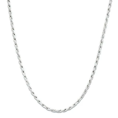 22" Adjustable 1.0mm Rope Chain in White Gold