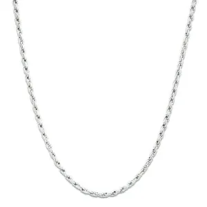 22" Adjustable 1.0mm Rope Chain in White Gold