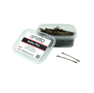 280, Brown, 2.4in (6.0cm), Italian Made Bobby Pins, Recloseable Stay Clean and Organized Container