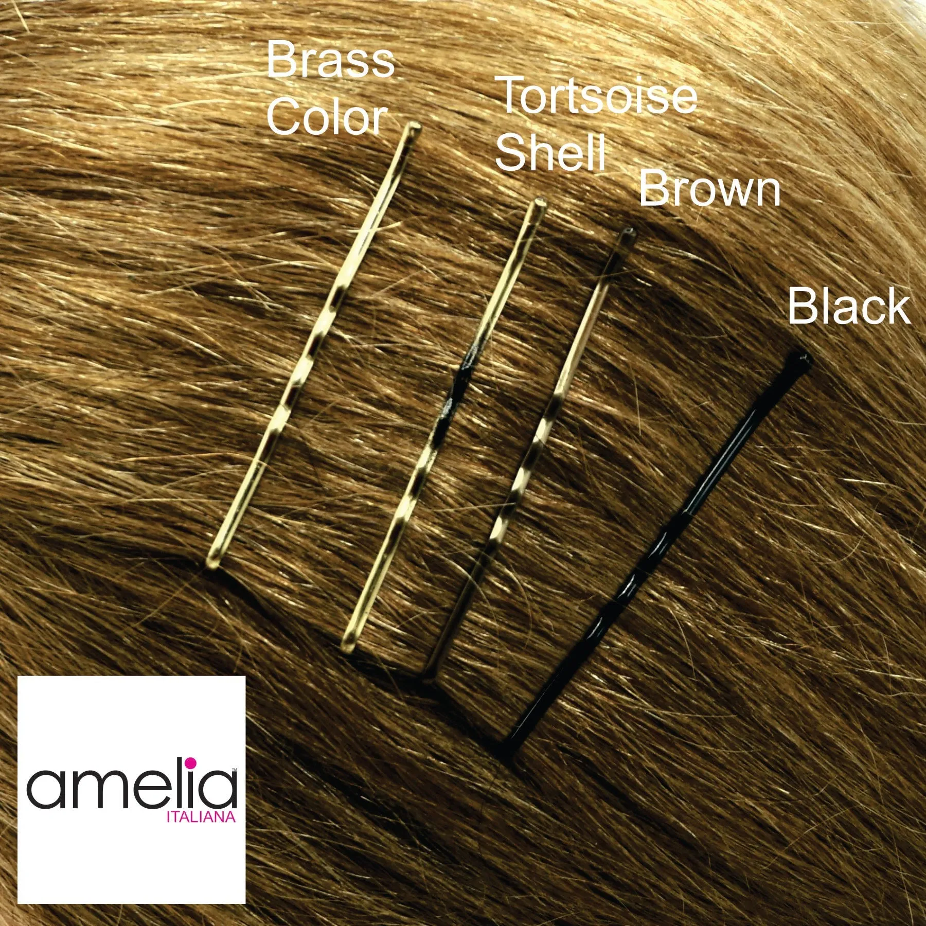 280, Brown, 2.4in (6.0cm), Italian Made Bobby Pins, Recloseable Stay Clean and Organized Container