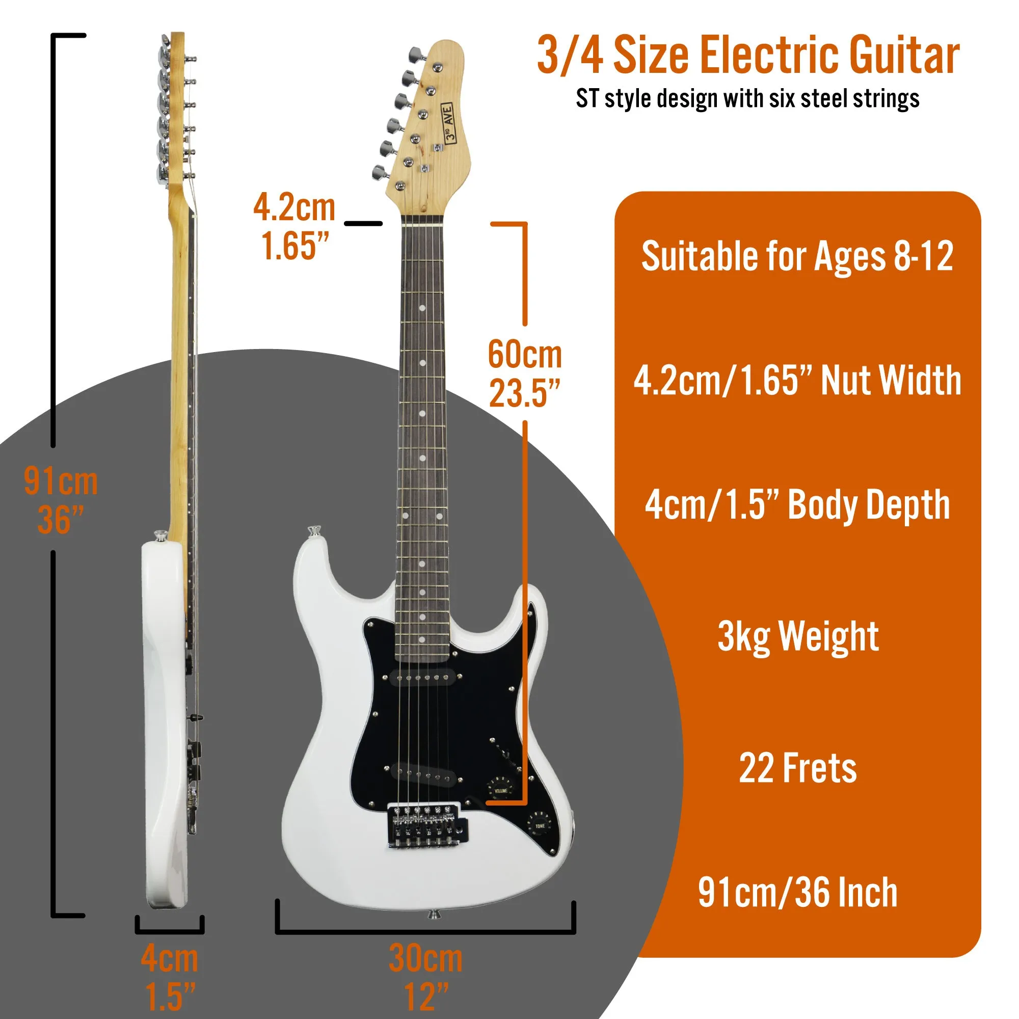 3rd Avenue 3/4 Size Electric Guitar