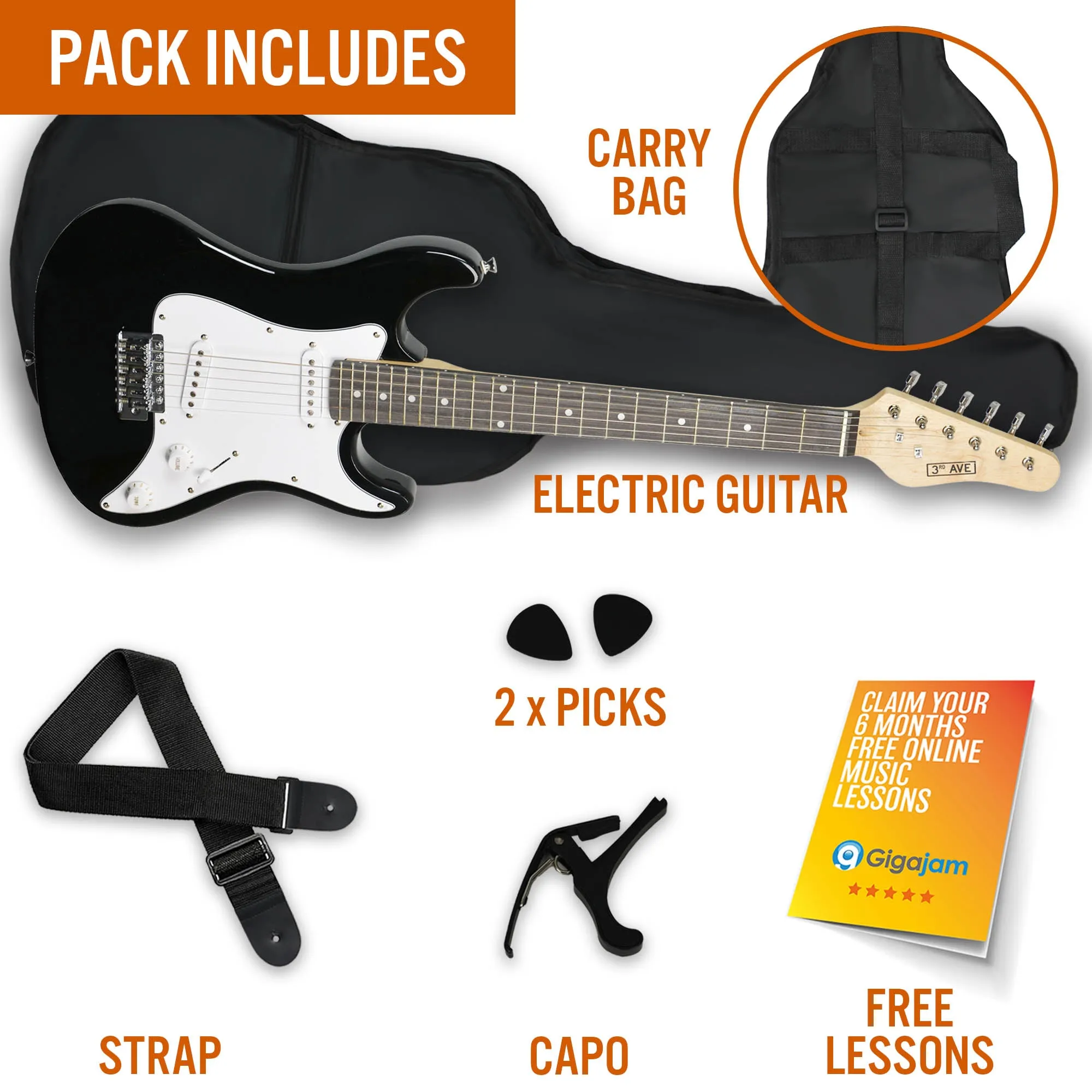 3rd Avenue 3/4 Size Electric Guitar