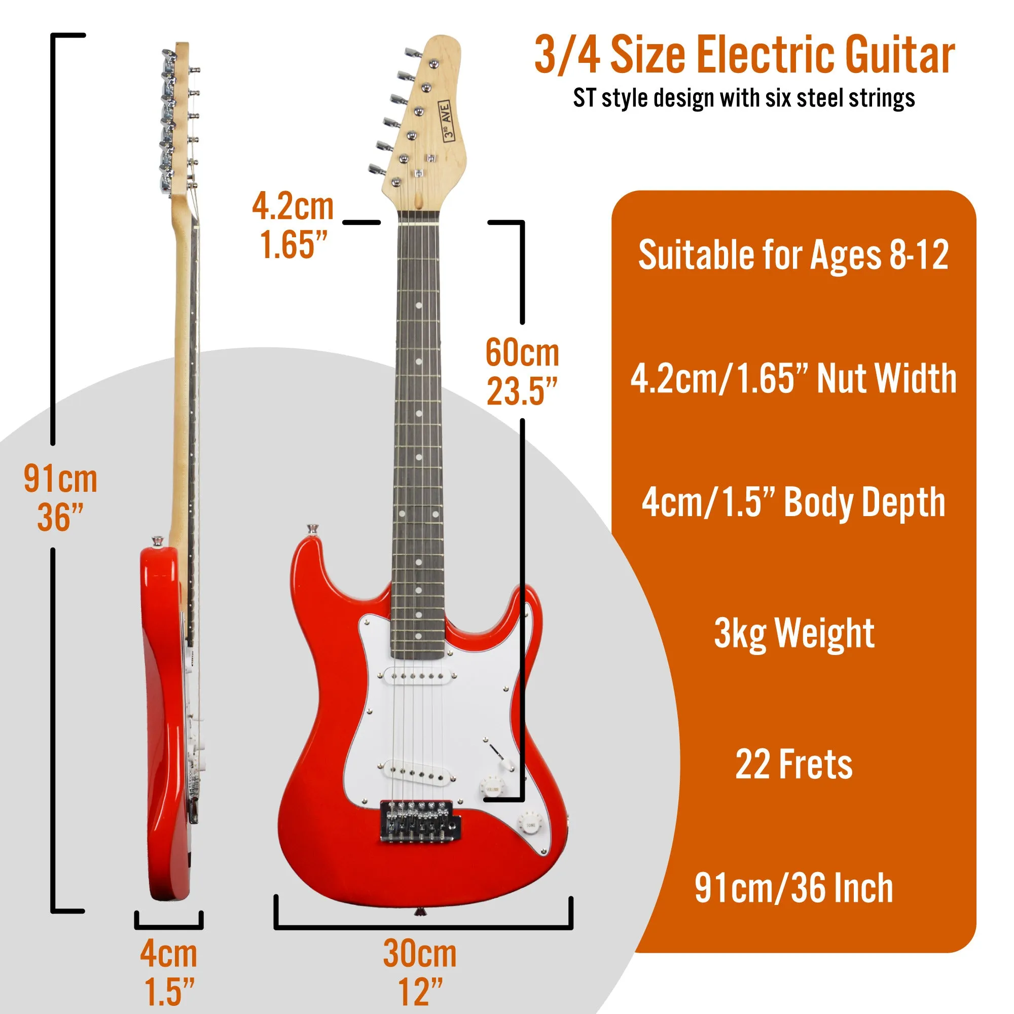 3rd Avenue 3/4 Size Electric Guitar
