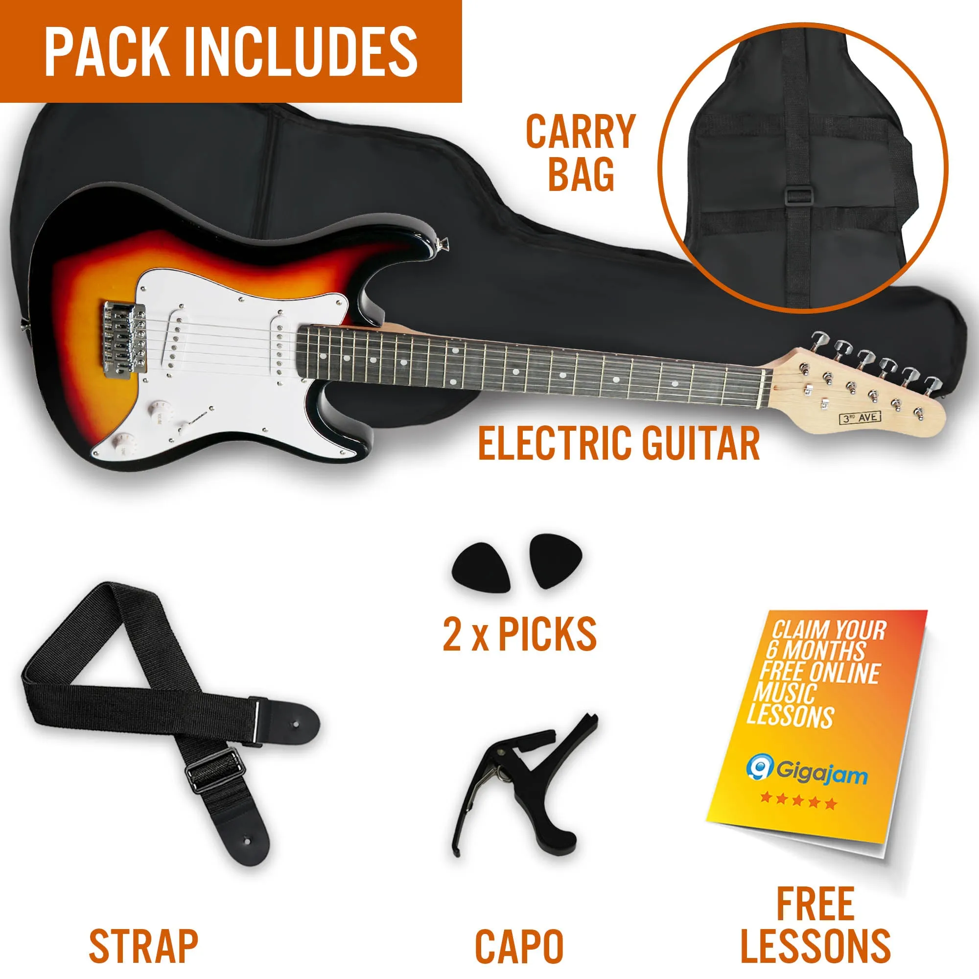 3rd Avenue 3/4 Size Electric Guitar