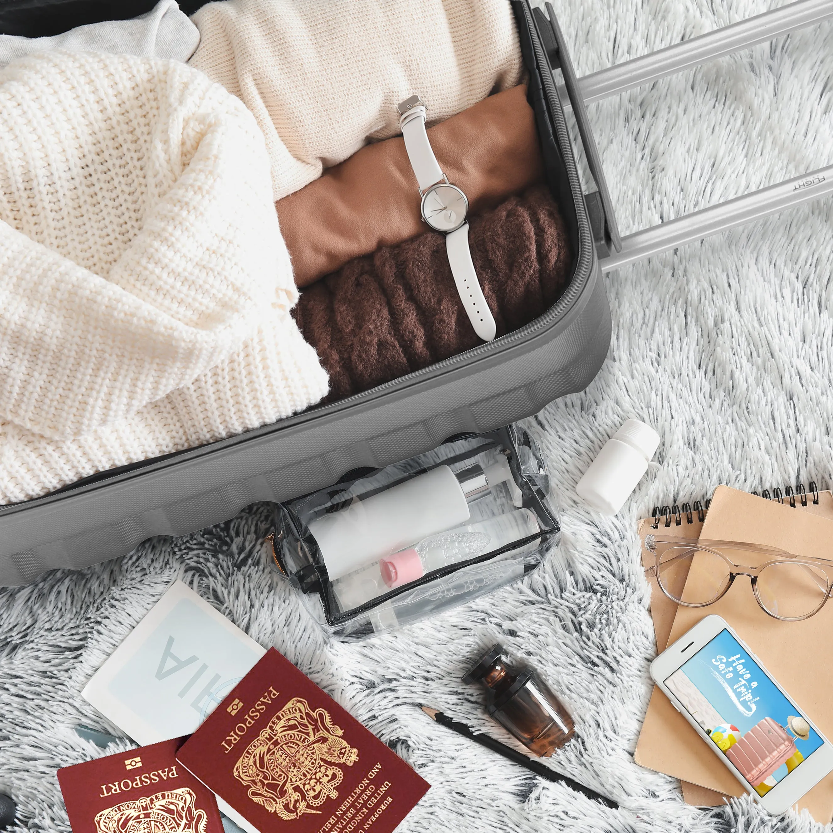 55x40x20cm Maximum Size Ryanair Priority Lightweight 4 Wheel Hard Case Suitcase