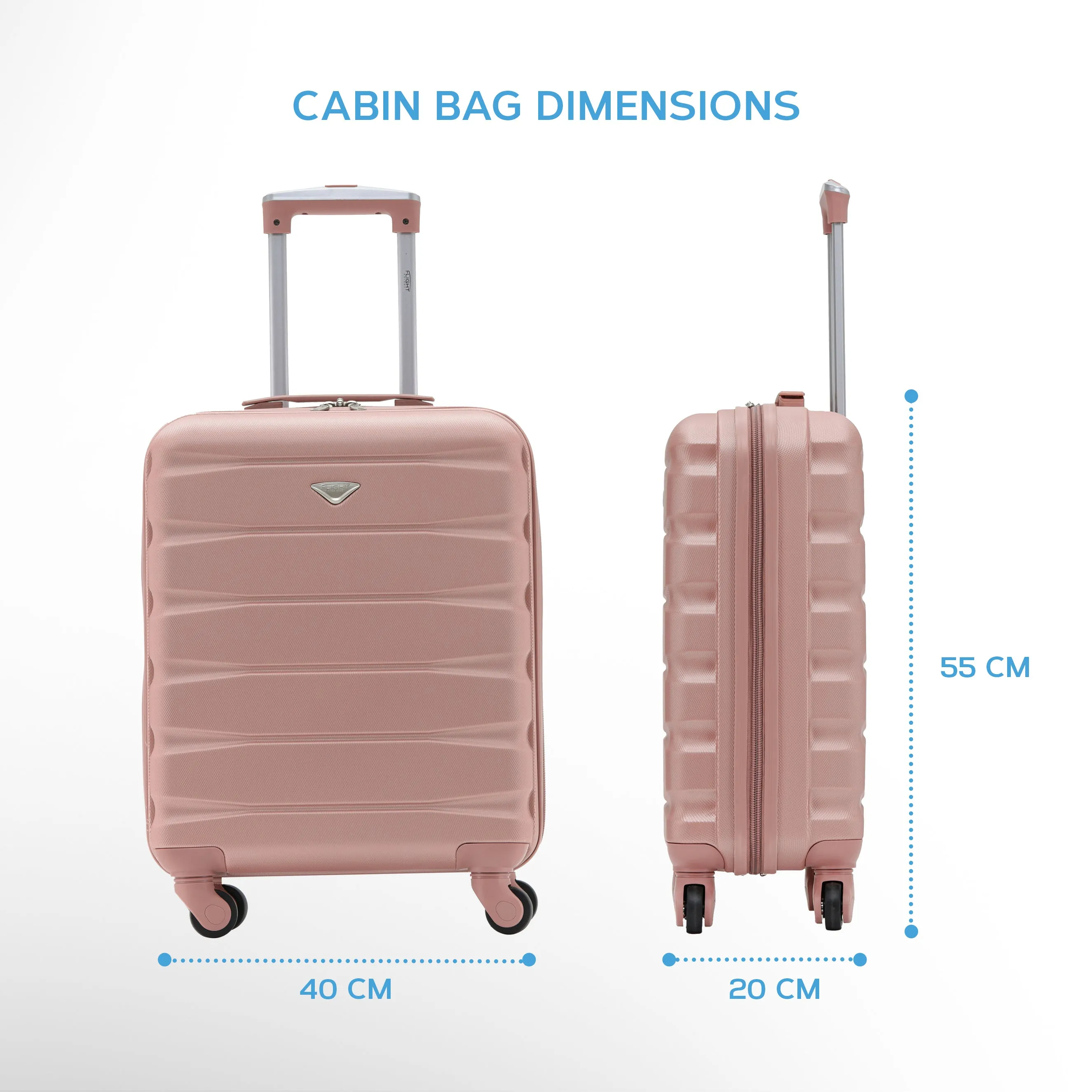 55x40x20cm Maximum Size Ryanair Priority Lightweight 4 Wheel Hard Case Suitcase