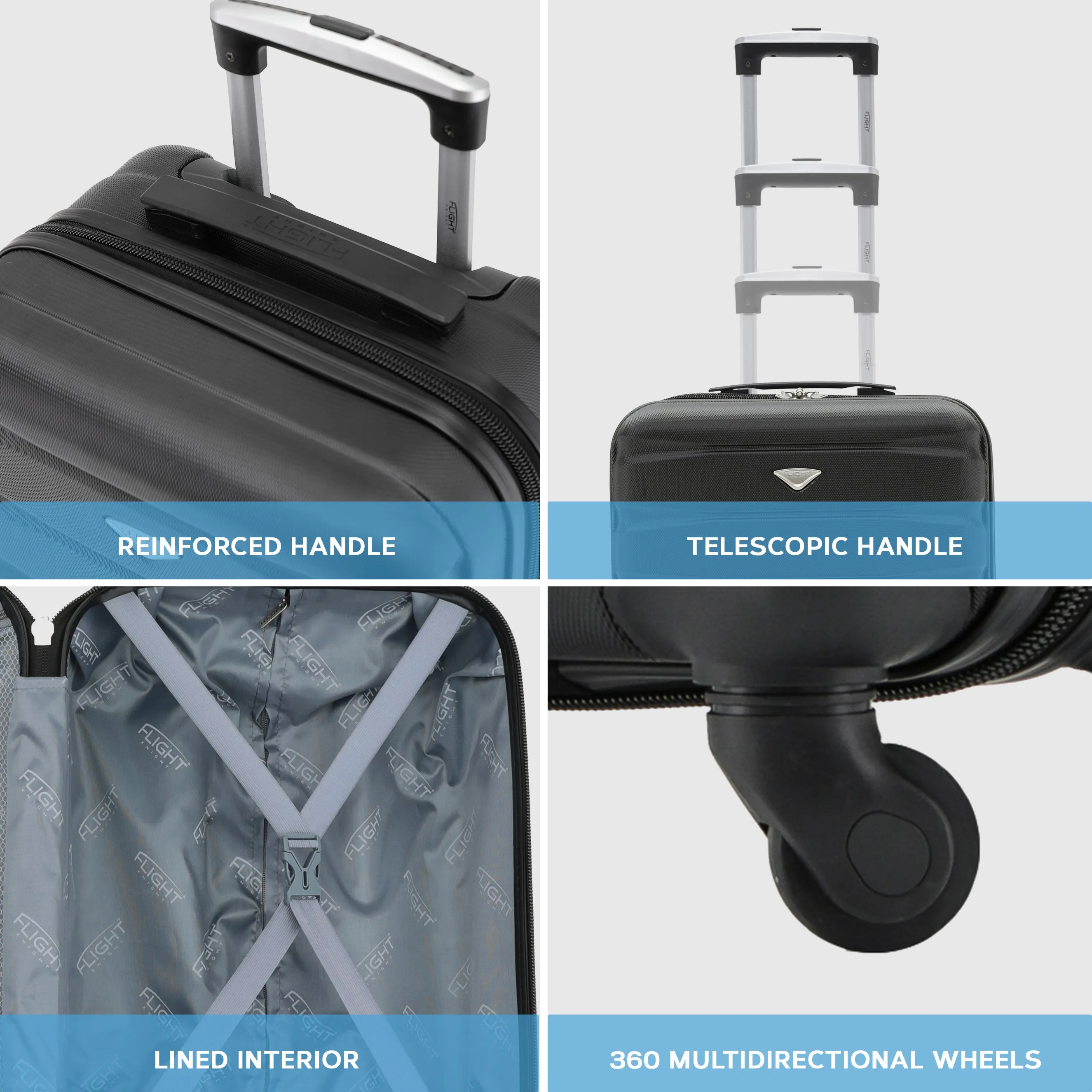 55x40x20cm Maximum Size Ryanair Priority Lightweight 4 Wheel Hard Case Suitcase