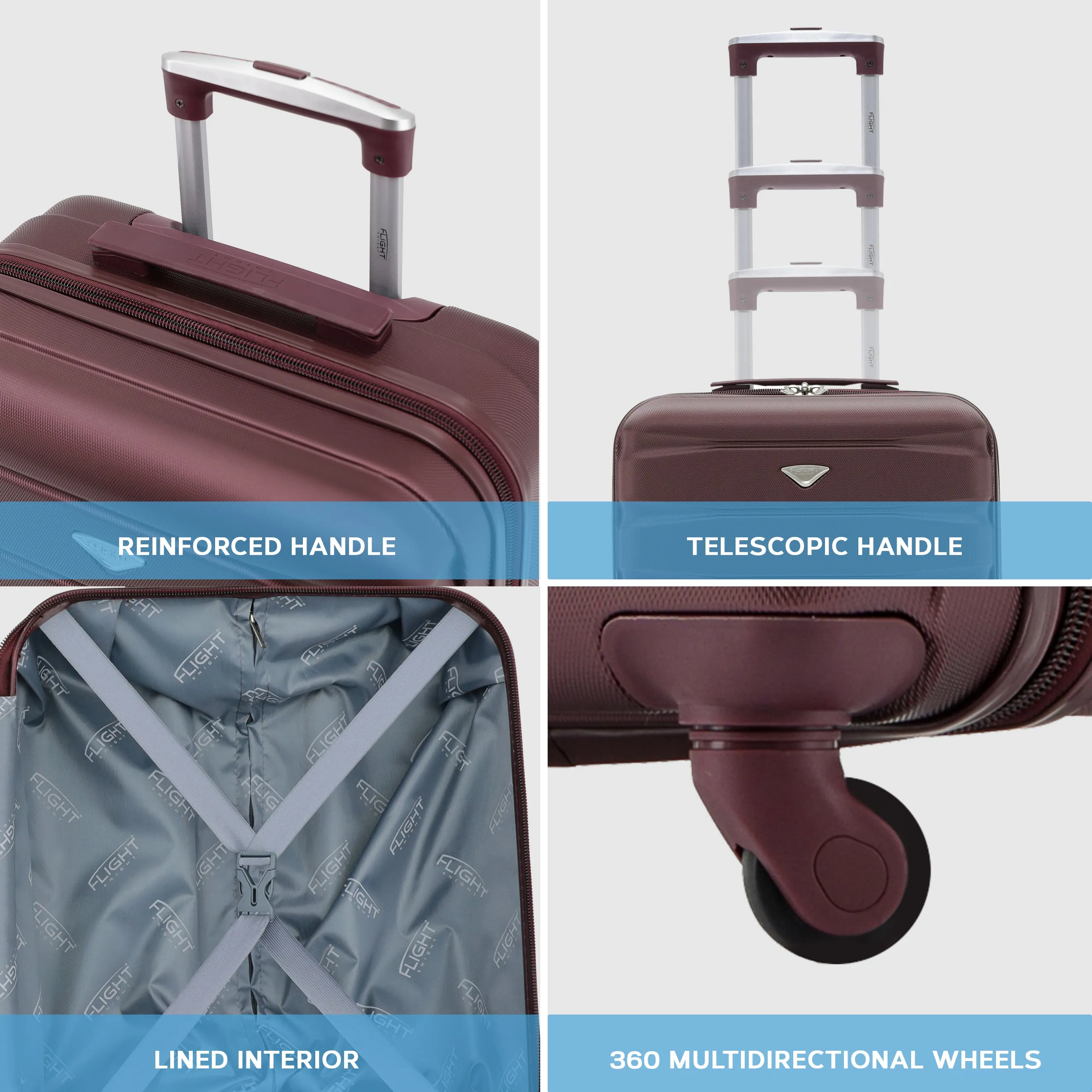 55x40x20cm Maximum Size Ryanair Priority Lightweight 4 Wheel Hard Case Suitcase