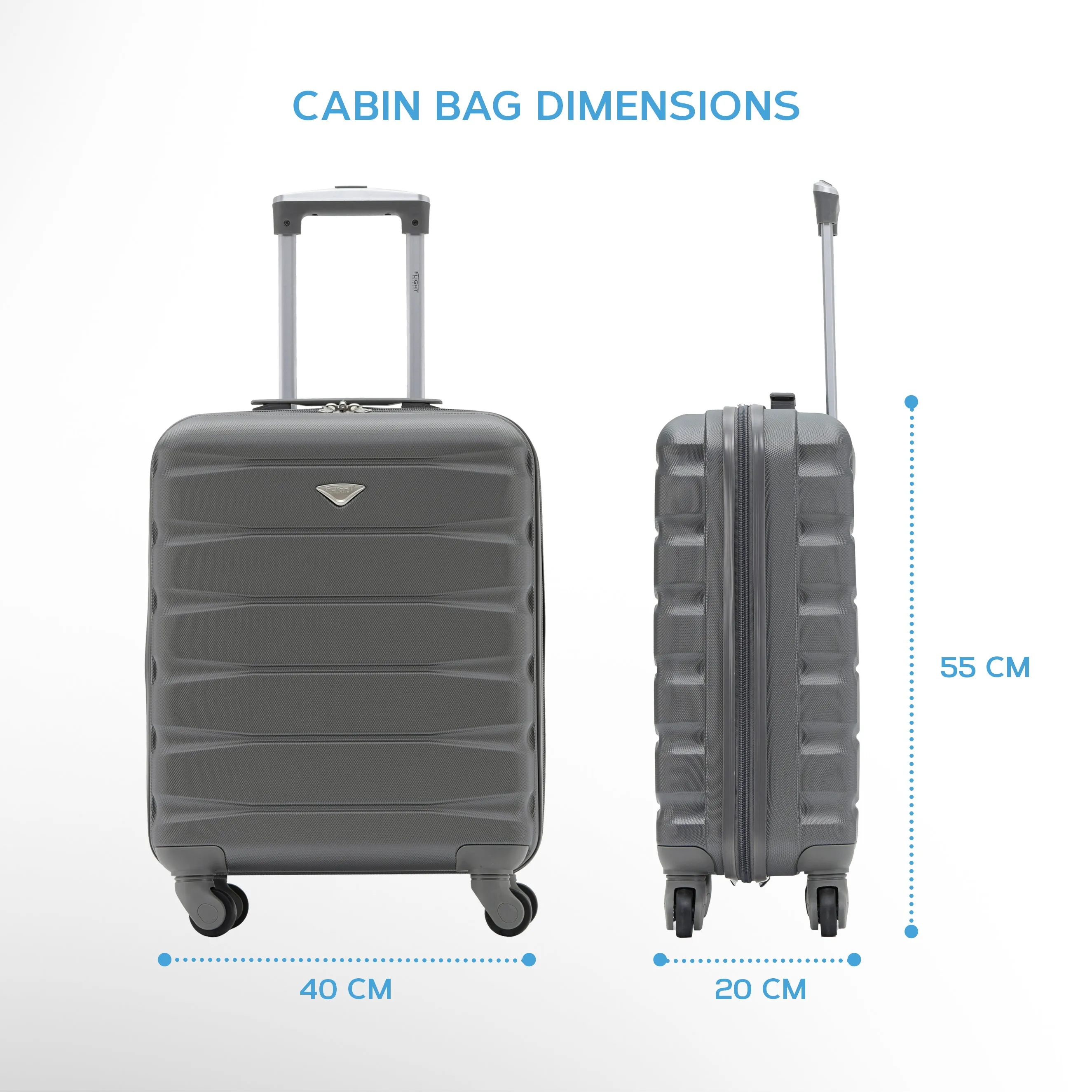 55x40x20cm Maximum Size Ryanair Priority Lightweight 4 Wheel Hard Case Suitcase