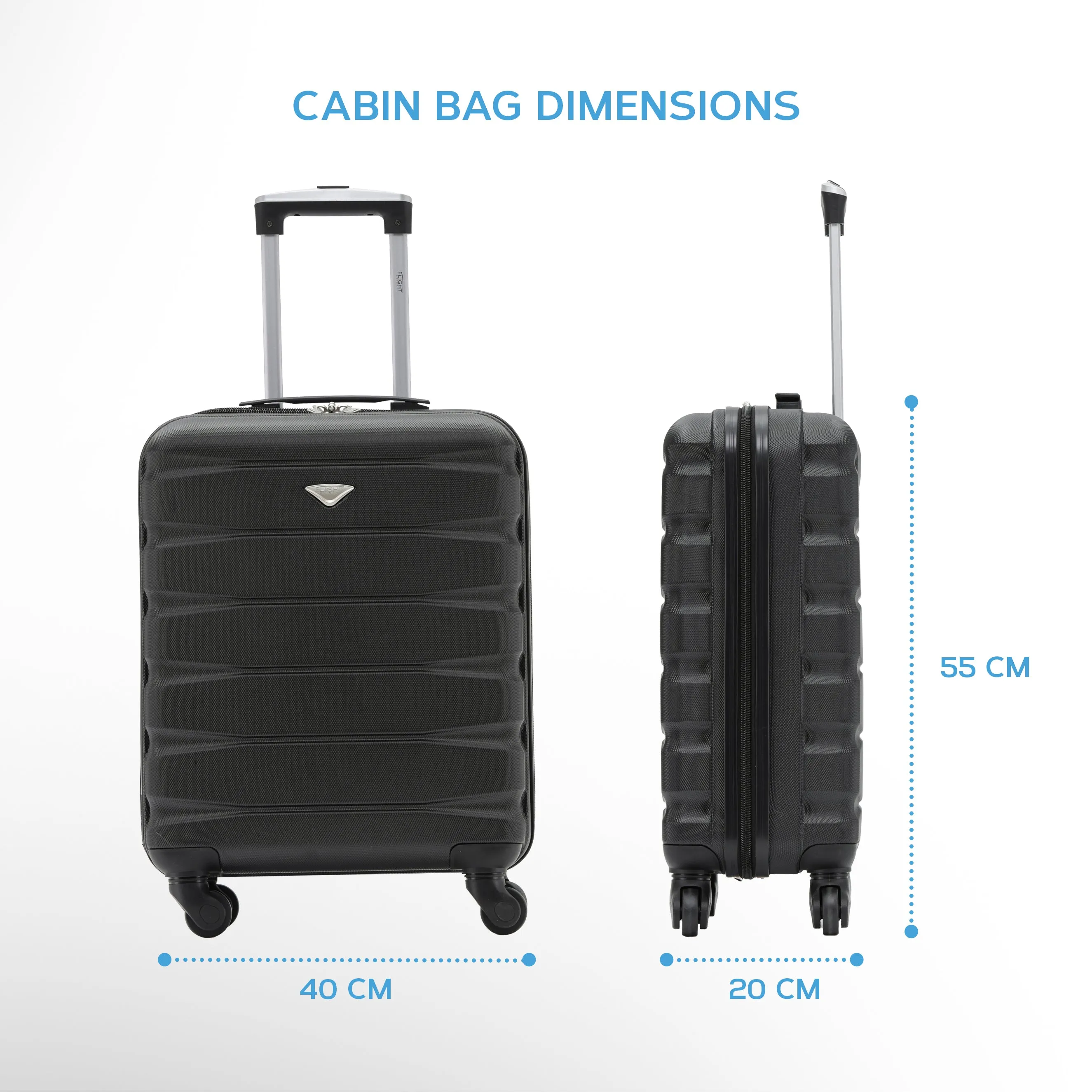 55x40x20cm Maximum Size Ryanair Priority Lightweight 4 Wheel Hard Case Suitcase