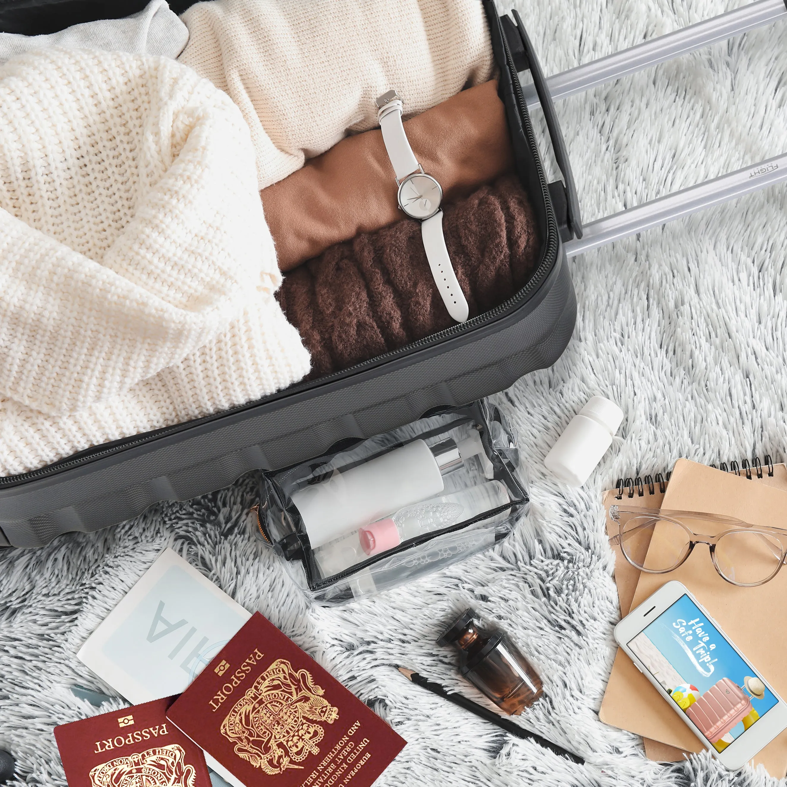 55x40x20cm Maximum Size Ryanair Priority Lightweight 4 Wheel Hard Case Suitcase