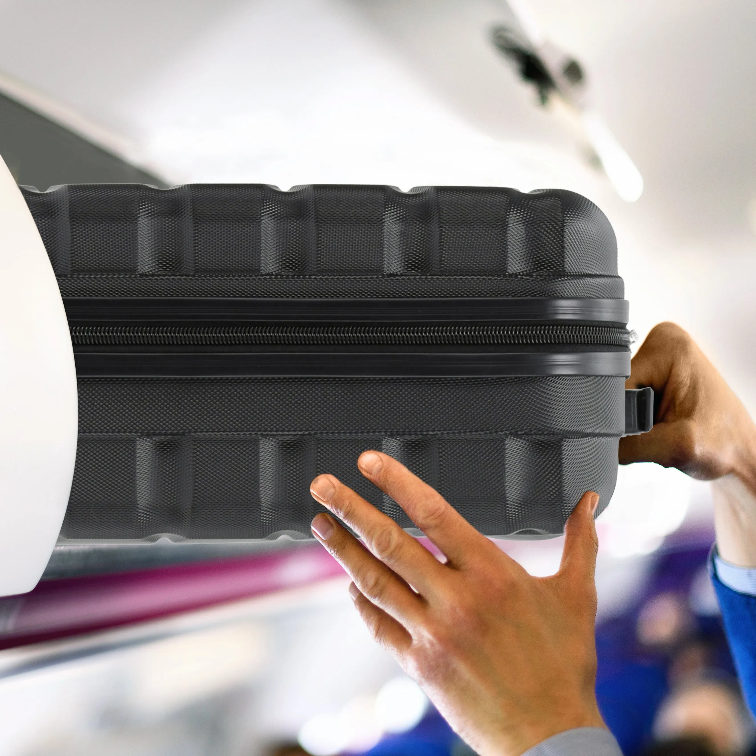 55x40x20cm Maximum Size Ryanair Priority Lightweight 4 Wheel Hard Case Suitcase
