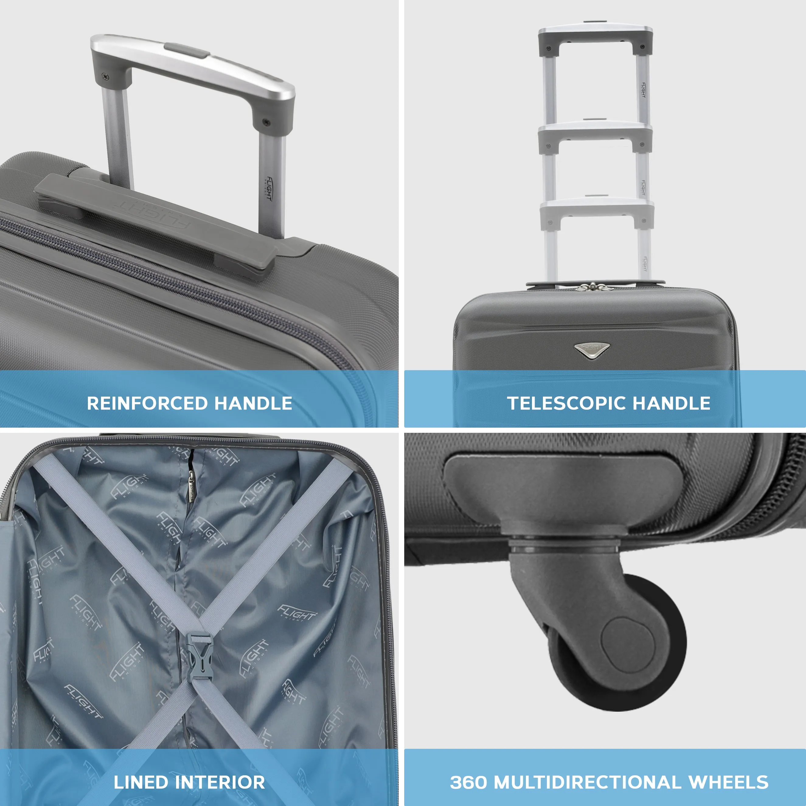 55x40x20cm Maximum Size Ryanair Priority Lightweight 4 Wheel Hard Case Suitcase