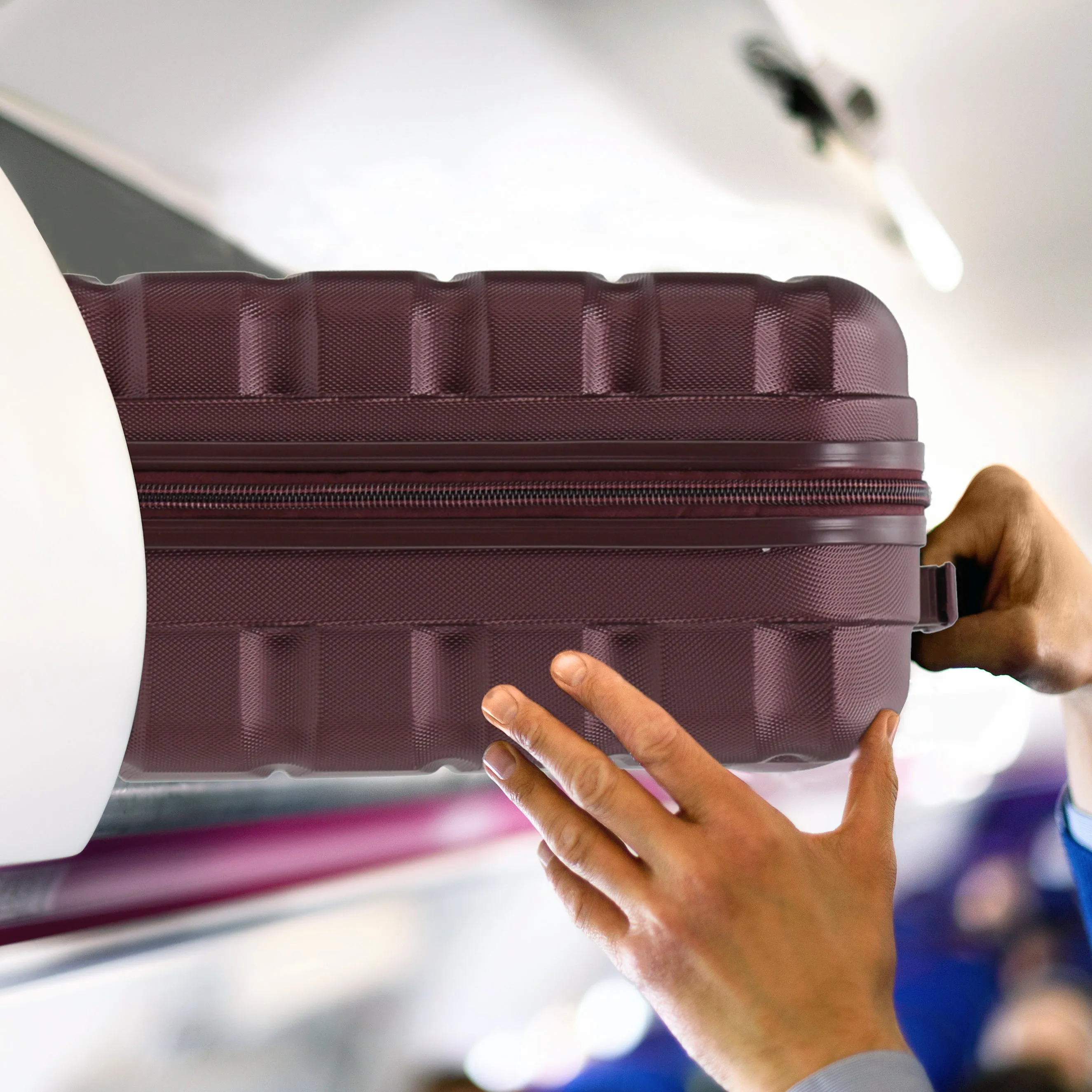 55x40x20cm Maximum Size Ryanair Priority Lightweight 4 Wheel Hard Case Suitcase