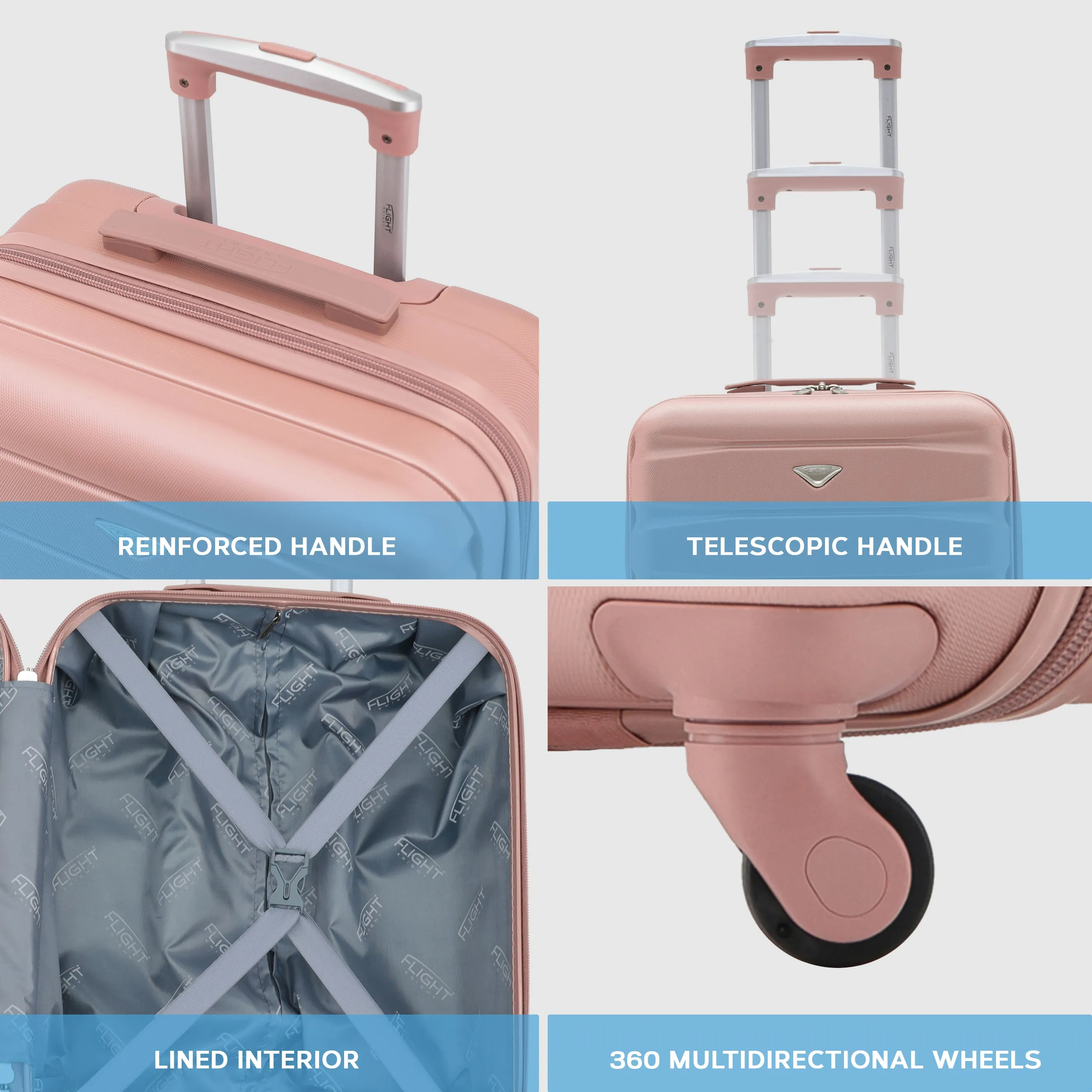 55x40x20cm Maximum Size Ryanair Priority Lightweight 4 Wheel Hard Case Suitcase