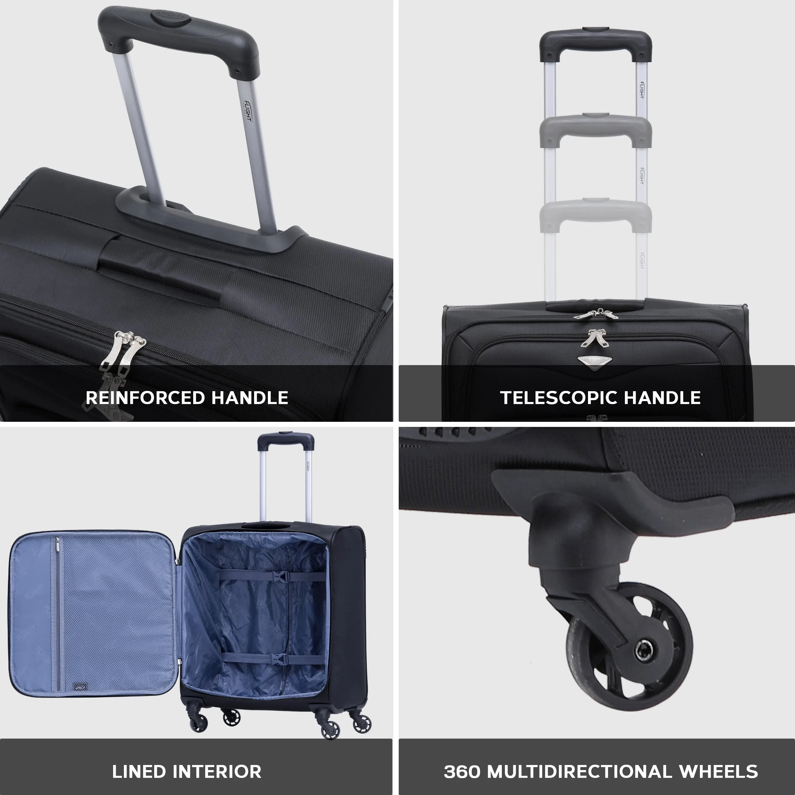 56x45x25cm Soft Shell Cabin Case BA & EasyJet Maximum Carry on suitcase size