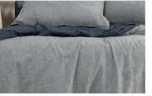 Algodon VERONA LINEN LOOK QUILT COVER SET - NAVY