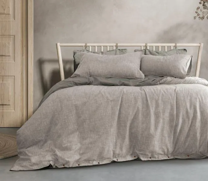 Algodon VERONA LINEN LOOK QUILT COVER SET - THUNDERSTORM