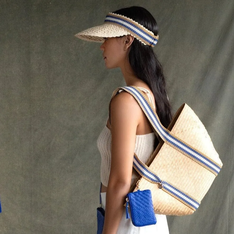 Amed Handwoven  Sun Visor | Natural & Blue