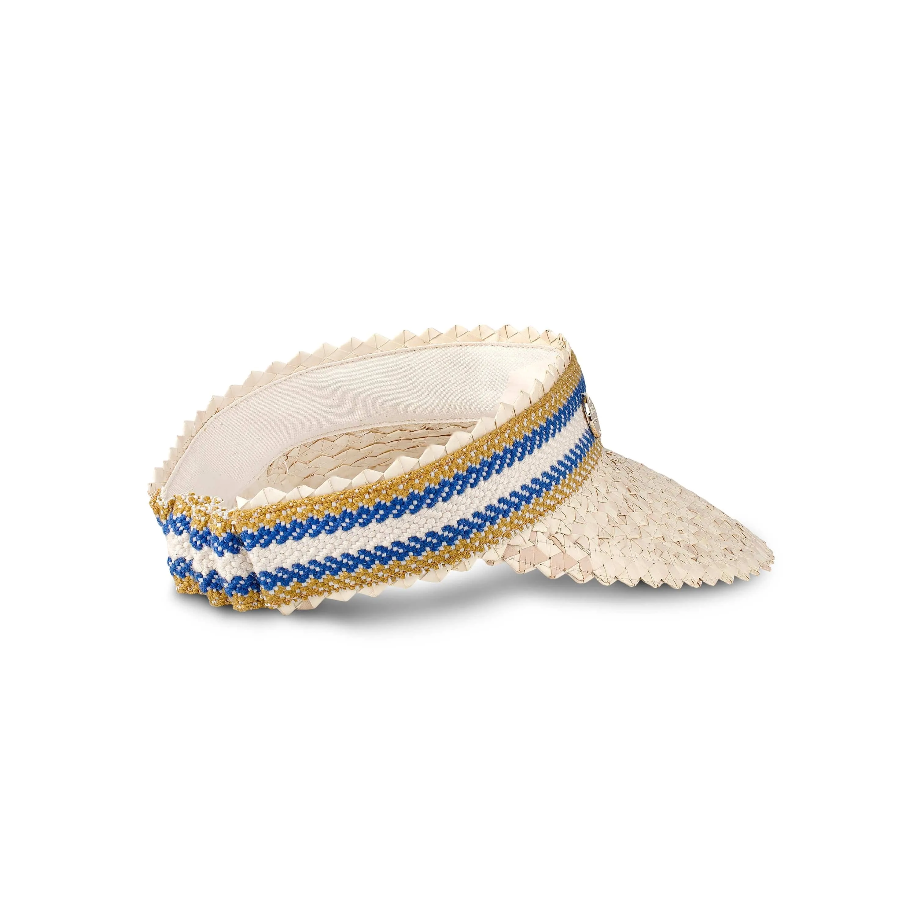 Amed Handwoven  Sun Visor | Natural & Blue