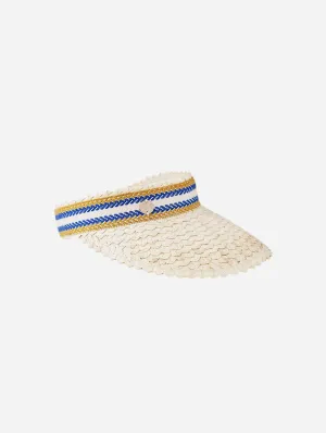 Amed Handwoven  Sun Visor | Natural & Blue