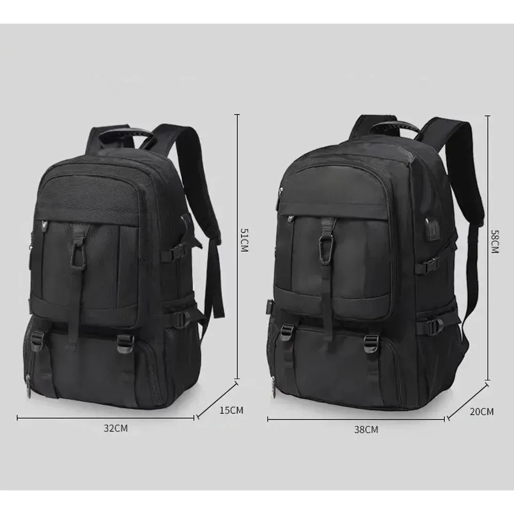 ANYPACK Backpack Black Large Waterproof With USB Charging Port Expandable Multi Compartment Anti Theft Travel Bag