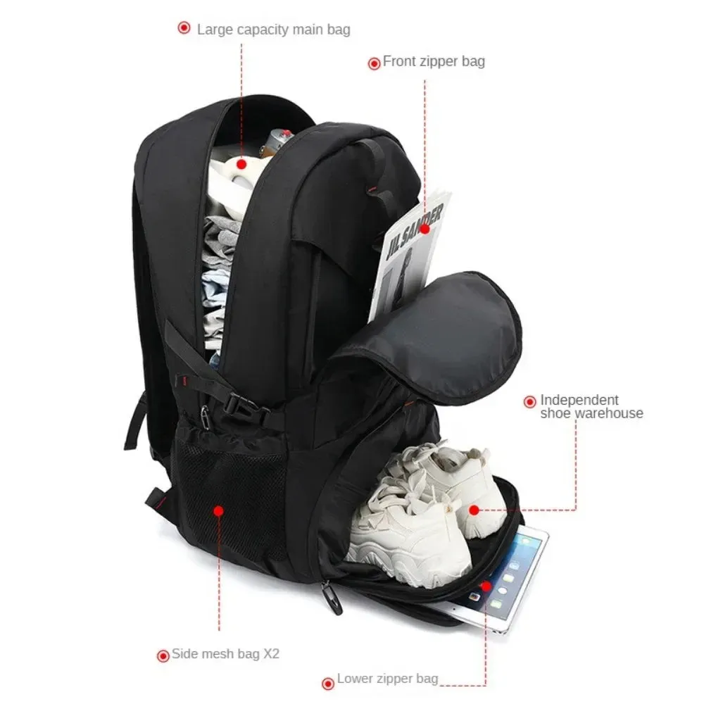 ANYPACK Backpack Black Large Waterproof With USB Charging Port Expandable Multi Compartment Anti Theft Travel Bag