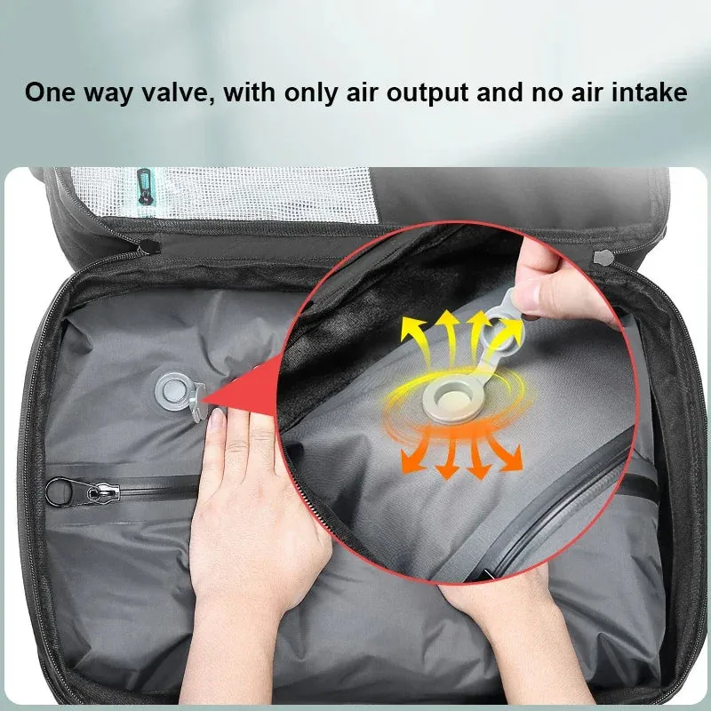 ANYPACK Backpack Black Oxford Airbag Waterproof Large Capacity Expandable Anti Theft Bag