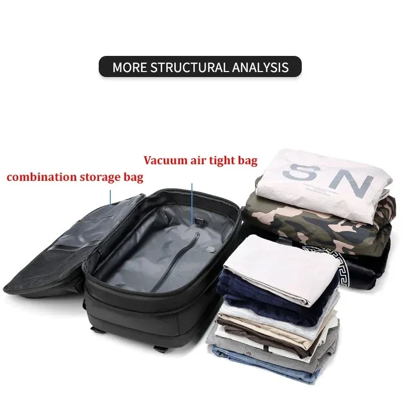 ANYPACK Backpack Black Waterproof With Password Large Capacity Expandable Compression Bag