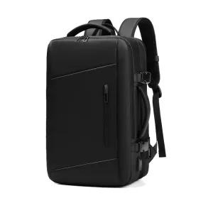 ANYPACK Backpack Black Waterproof With USB Charging Port Expandable Multi Compartment Anti Theft Travel Bag