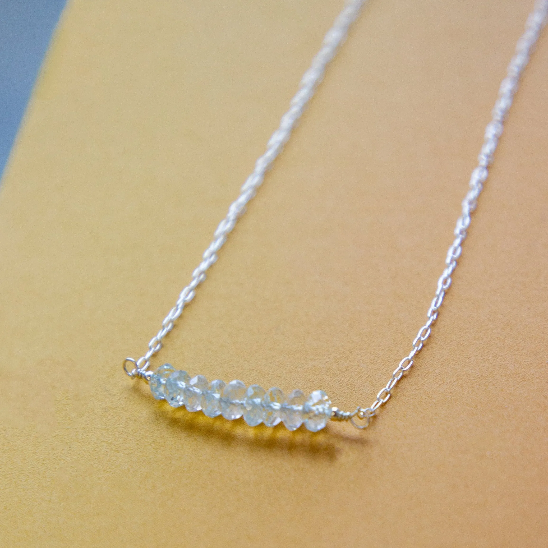 Aquamarine of Courage Bar Necklace