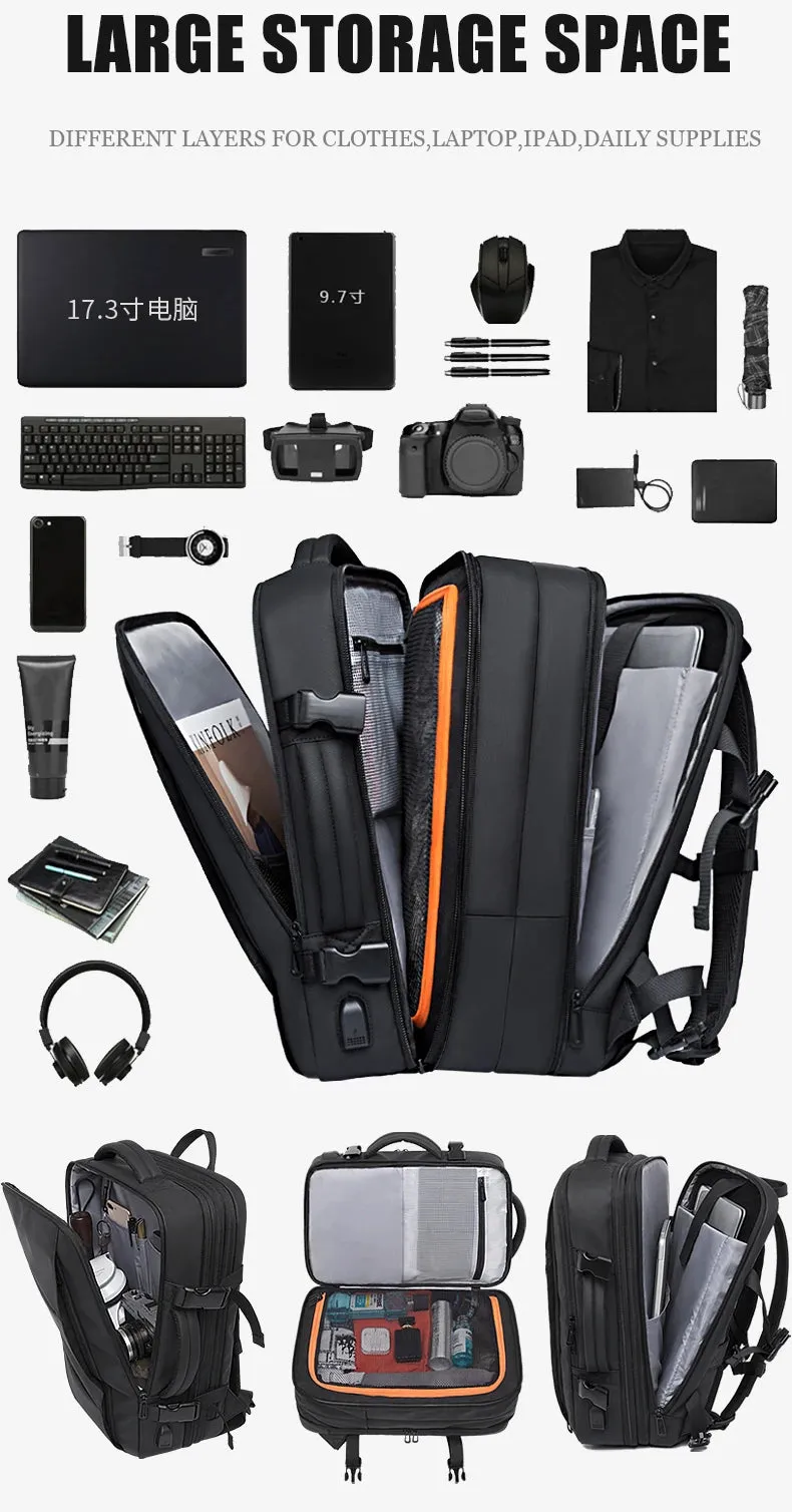 BANGE BG-1908 Expandable Laptop Bag & Travel Backpack with USB Charger Port