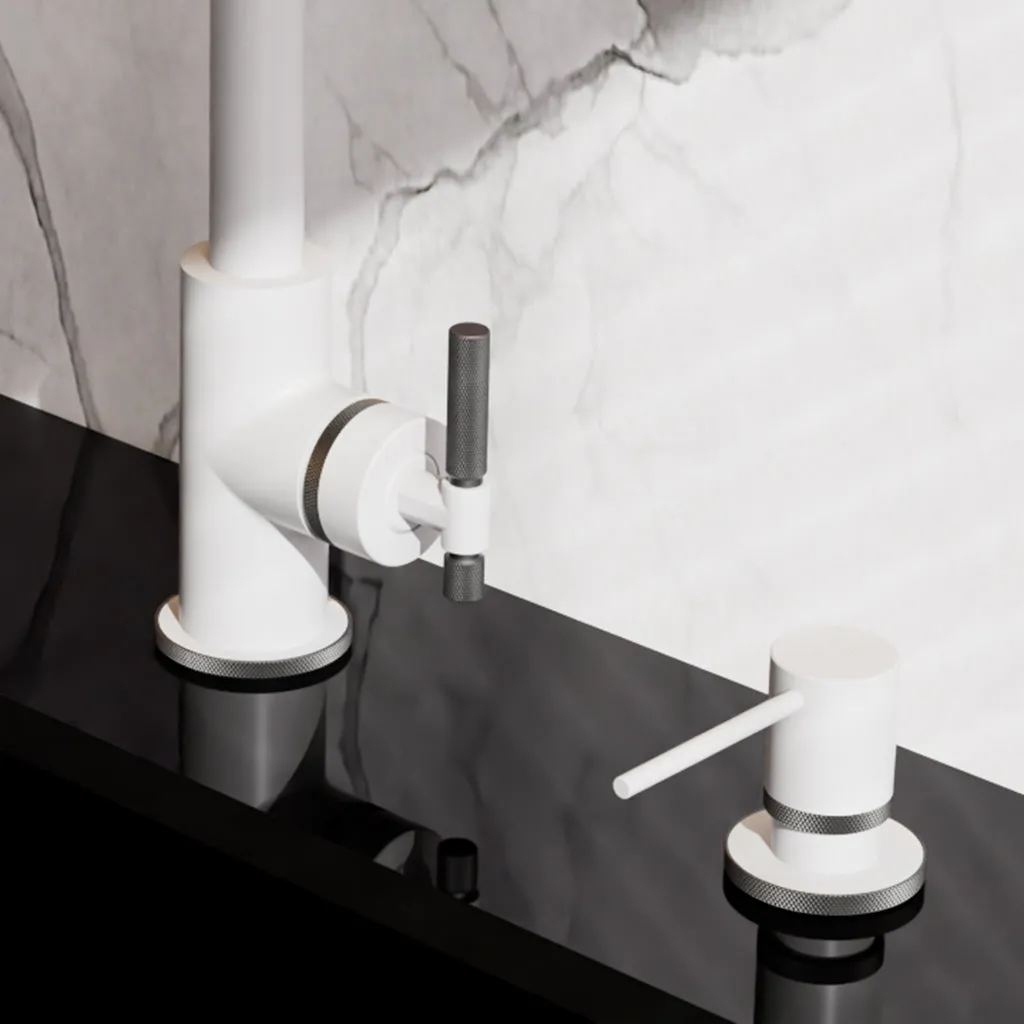 Bellacio-F Kitchen Soap Dispenser - Built-In - 4" Brass/Matte White/Matte Black