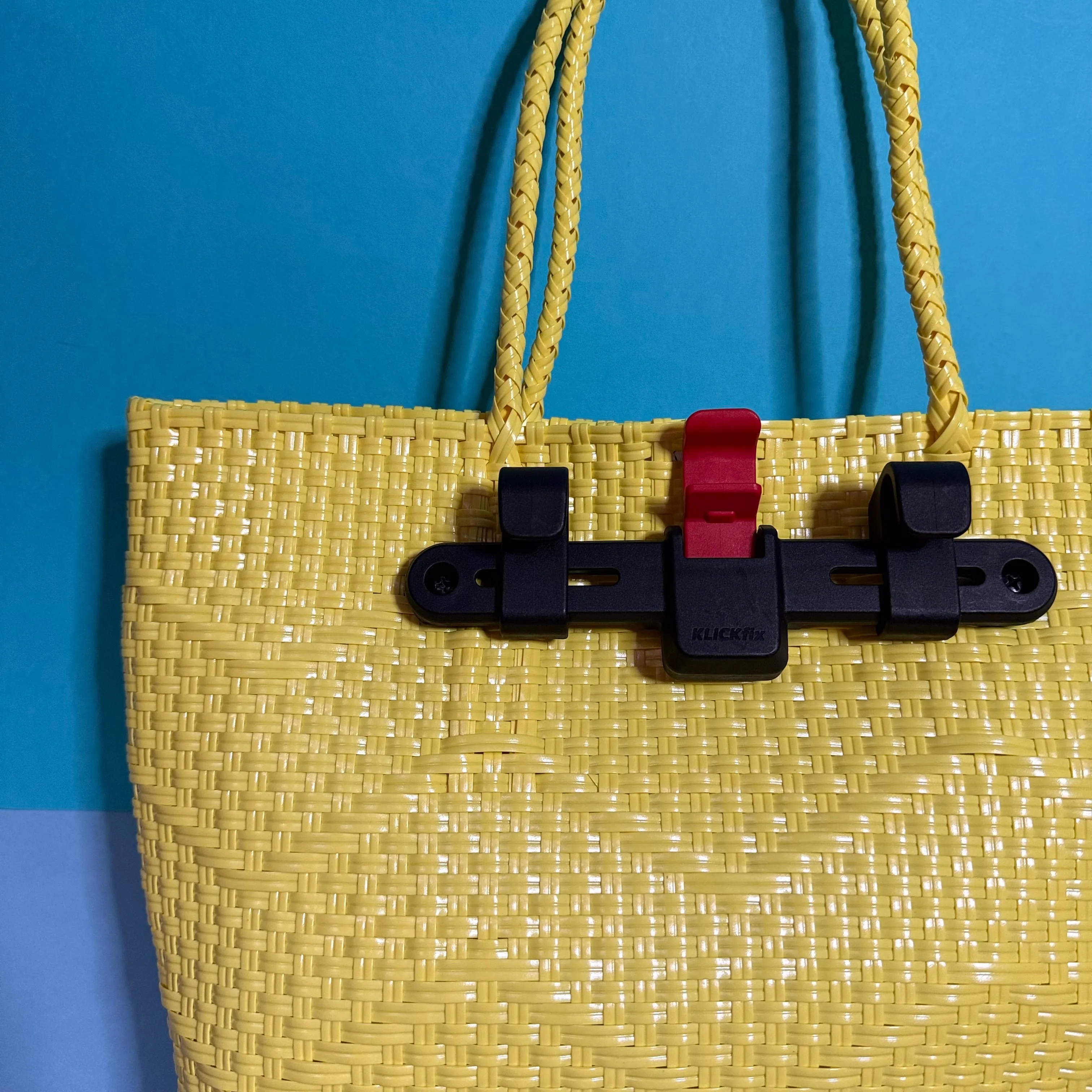 Bicycle Pannier recycled yellow plastic woven basket tote ba