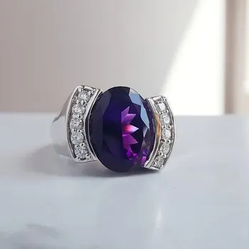 Bold Partial Bezel Amethyst Ring