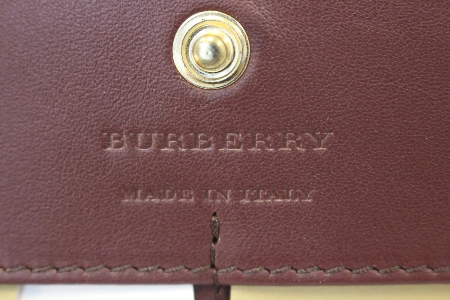 BURBERRY Wallet Check Leather Burgundy For Women