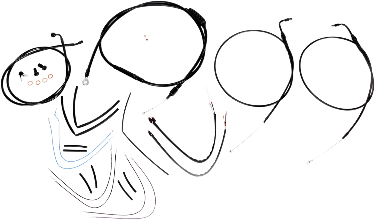 Burly Brand B30-1072 Extended Cable/Brake Line Kit for 16in. Gorilla Handlebars - Black Vinyl