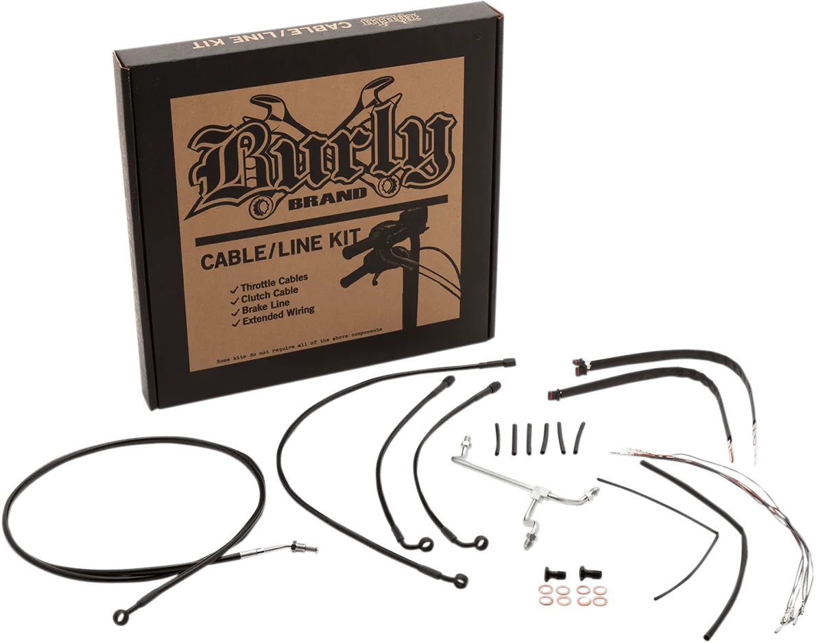 Burly Brand B30-1092 Extended Cable/Brake Line Kit for 16in. Gorilla Handlebars - Stainless Steel