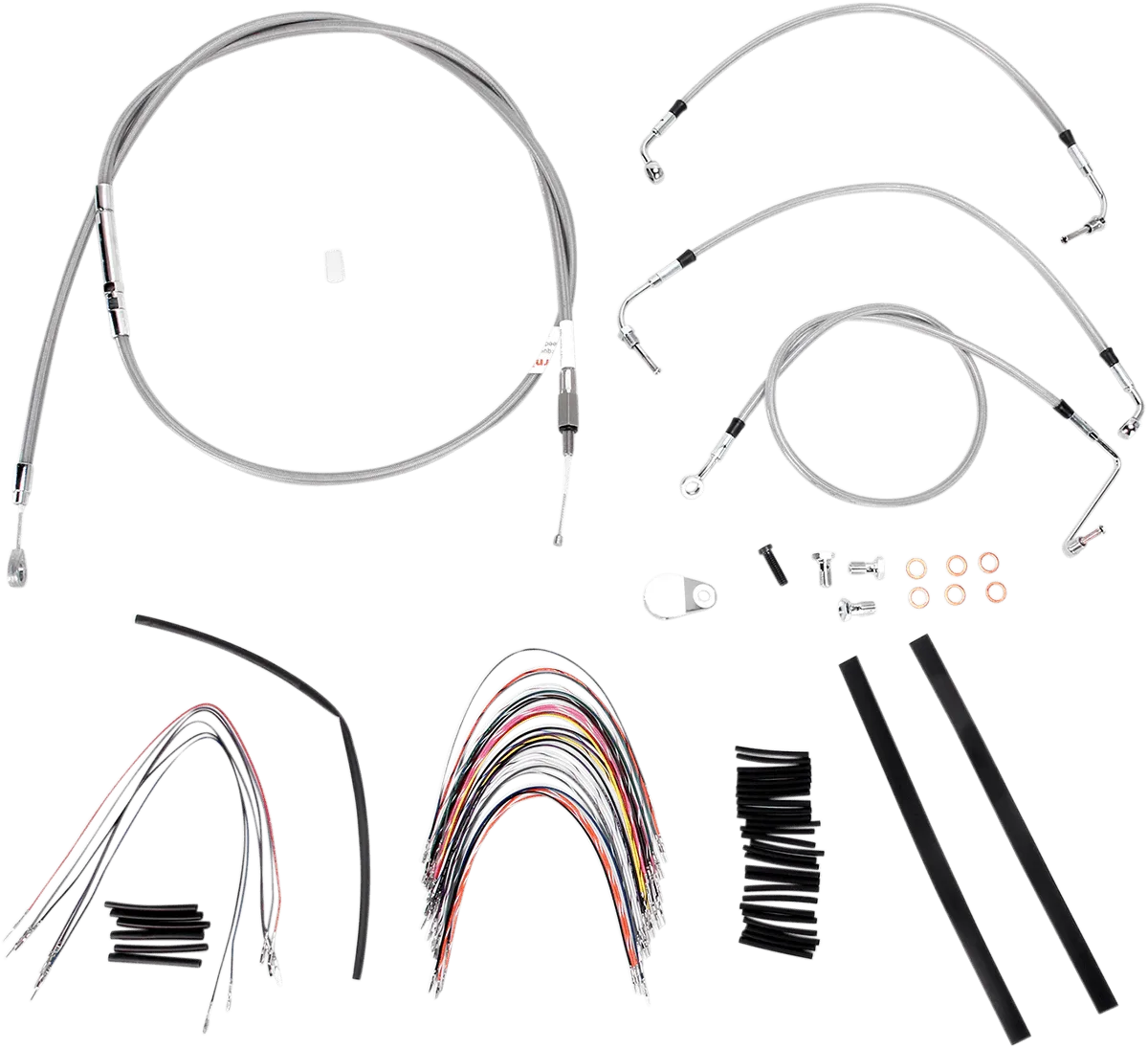 Burly Brand B30-1092 Extended Cable/Brake Line Kit for 16in. Gorilla Handlebars - Stainless Steel