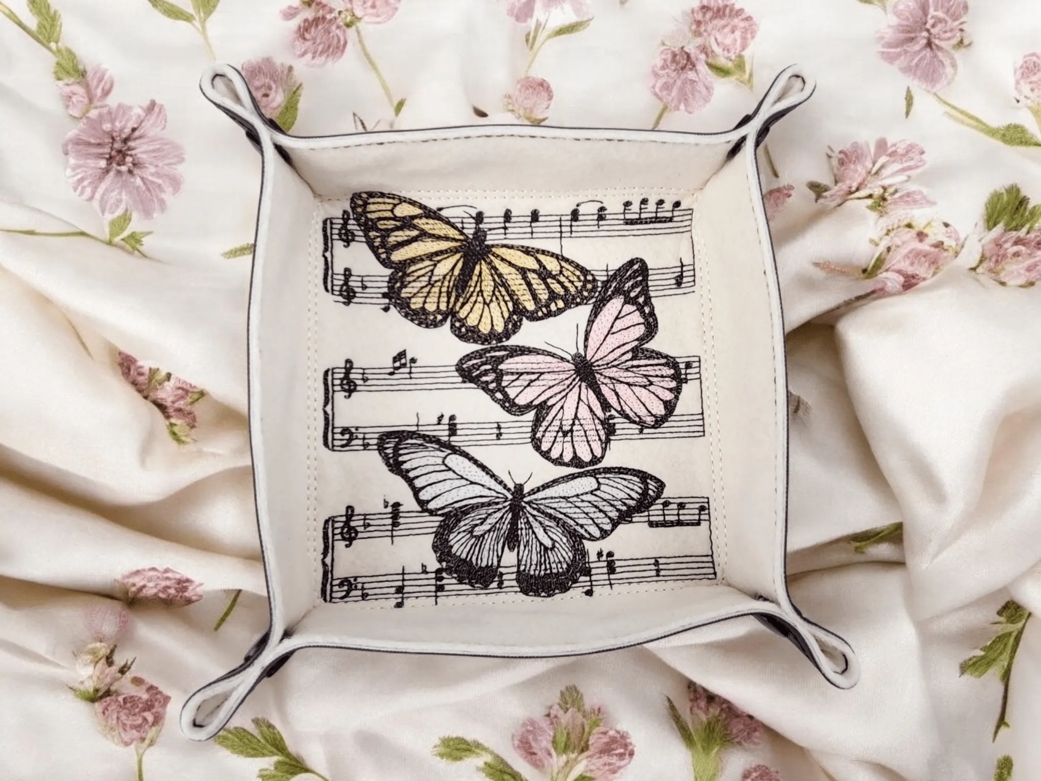 Butterflies and music dice tray