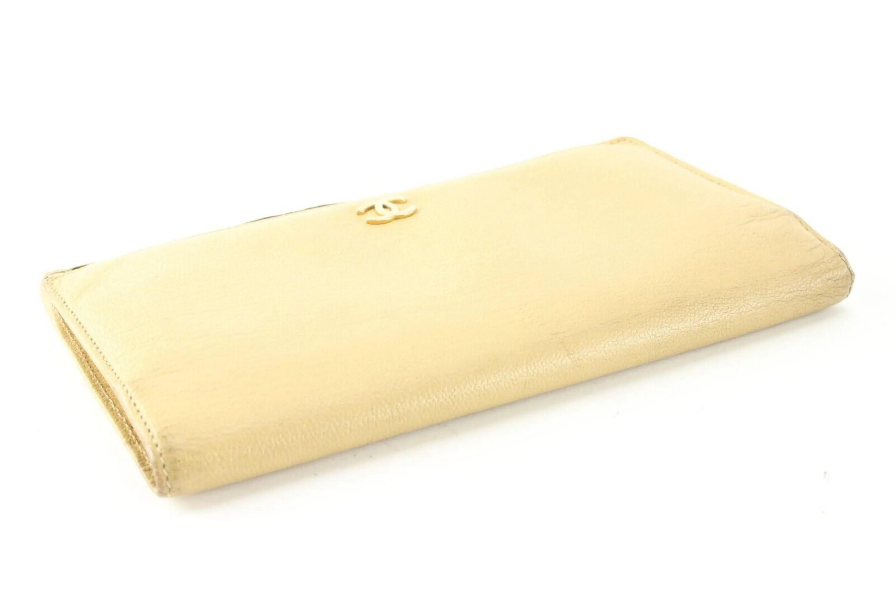 Chanel Beige CC Long Bifold Flap Wallet 2C512S
